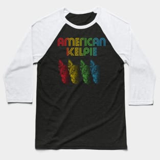 Cool Retro Groovy Australian Kelpie Dog Baseball T-Shirt